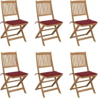 vidaXL BESTE 2022 Outdoor-Stuhl Stilvollen mit robustem ,Klappbare 6er Set Gartenstühle mit Kissen Massivholz Akazie Relaxsessel Armlehnstuhl mit Premium & schlichten Design *HOM