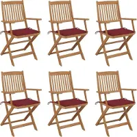 vidaXL Möbel Klappbare Gartenstühle 6 Stk. mit Kissen Massivholz Akazie - Gartenstühle 3065470