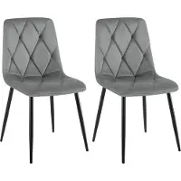 DELUKE 2er Set Esszimmerstuhl DOFAR - Samt Dunkelgrau 45x55x85 cm | Essstühle Esszimmerstühle Küchenstühle Wohnzimmerstühle