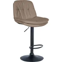 DELUKE Barhocker MITUN - Stoff Taupe 46x54x92 cm Schwarz | Barstuhl Höhenverstellbar Mit Lehne Drehbar Tresenhocker Tresenstuhl Kneipenhocker Kneipenstuhl