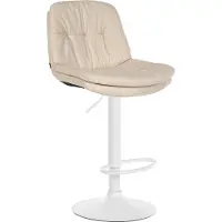 CLP Barhocker Laurel Stoff höhenverstellbar und drehbar | Farbe creme Material Gestell Metall matt weiss