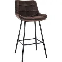 CLP Barhocker Weston mit Metallgestell und Fußstütze I Samt oder Kunstleder braun Material Samt