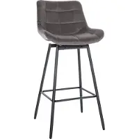DELUKE Barhocker VISEN - Samt Grau 49x56x105 cm | Barstuhl Mit Lehne Drehbar Tresenhocker Tresenstuhl Kneipenhocker Kneipenstuhl