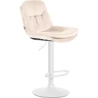 DELUKE Barhocker MITUN - Samt Creme 46x54x94 cm Weiß | Barstuhl Höhenverstellbar Mit Lehne Drehbar Tresenhocker Tresenstuhl Kneipenhocker Kneipenstuhl