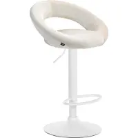 DELUKE Barhocker MEKIM - Samt Creme 53x47x80 cm Weiß | Barstuhl Höhenverstellbar Mit Lehne Drehbar Tresenhocker Tresenstuhl Kneipenhocker Kneipenstuhl