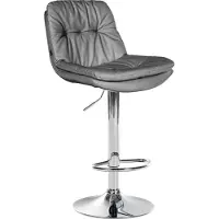 DELUKE Barhocker MITUN - Kunstleder Grau 46x54x92 cm Silber | Barstuhl Höhenverstellbar Mit Lehne Drehbar Tresenhocker Tresenstuhl Kneipenhocker Kneipenstuhl