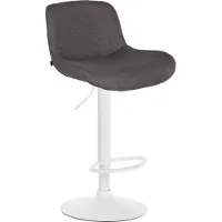 DELUKE Barhocker PONOR - Stoff Dunkelgrau 50x50x85 cm Weiß | Barstuhl Höhenverstellbar Mit Lehne Drehbar Tresenhocker Tresenstuhl Kneipenhocker Kneipenstuhl