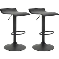 DELUKE 2er Set Barhocker DERID - Kunstleder Schwarz 36x39x63 cm Schwarz | Barstuhl Höhenverstellbar Drehbar Tresenhocker Tresenstuhl Kneipenhocker