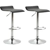 DELUKE 2er Set Barhocker DERID - Kunstleder Schwarz 36x39x63 cm Silber | Barstuhl Höhenverstellbar Drehbar Tresenhocker Tresenstuhl Kneipenhocker