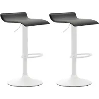 DELUKE 2er Set Barhocker DERID - Kunstleder Schwarz 36x39x63 cm Weiß | Barstuhl Höhenverstellbar Drehbar Tresenhocker Tresenstuhl Kneipenhocker Kneipenstuhl