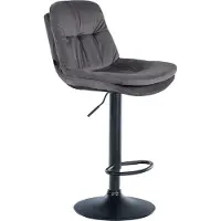 DELUKE Barhocker MITUN - Samt Dunkelgrau 46x54x94 cm Schwarz | Barstuhl Höhenverstellbar Mit Lehne Drehbar Tresenhocker Tresenstuhl Kneipenhocker