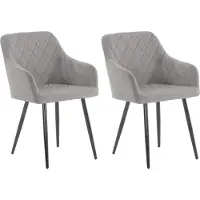 DELUKE 2er Set Esszimmerstuhl LISAN - Samt Grau 47x44x84 cm | Essstühle Esszimmerstühle Küchenstühle Wohnzimmerstühle