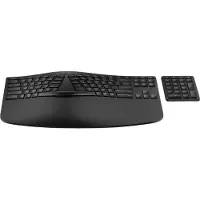 HP 960 Ergonomische Wireless-Tastatur, Volle Größe (100%), Kabellos, RF Wireless + Bluetooth, Membran Key Switch, Schwarz