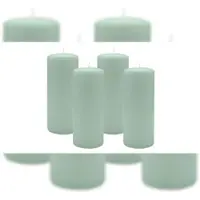 Kopschitz Kerzen 4er Set Stumpenkerzen/Adventskranzkerzen Seafoam Seegrün Ø 80 x 200 mm