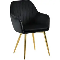DELUKE Esszimmerstuhl SULIS - Samt Schwarz 60x86x57 cm Gold | Essstühle Esszimmerstühle Küchenstühle Wohnzimmerstühle