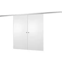 Inova Tür doppelflügelige Schiebetür Holz weiß 1760x2035 Doppel Holztür Schiebetürsystem - Griffmuschel+2seitiger Softclose