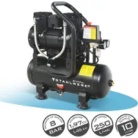 Stahlwerk Kompressor mit 10 L Tank (ST-110 Pro) – ölfrei & leise, 8 bar, Silent-Druckluftkompressor mit Brushless-Motoren, 1,97 PS, 1,45 kW, 250 l/min