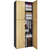 VCM Holz Kleiderschrank | Schrank mit 5 Fächern und Drehtüren | Maße ca. B. 70 x H. 184 x T. 40 cm – Lona