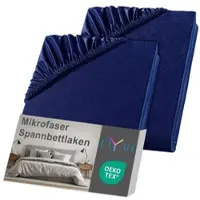 NYVI Spannbettlaken DreamScience Mikrofaser - Weich & Anschmiegsam, Rundumgummizug, Bügelfrei 180x200 - 200x200 cm (2er Pack) navyblau