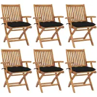 Prolenta Maison Exclusive - Klappstühle mit Kissen, 6-teilig, Massivholz Teakholz