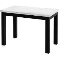 WFL GROUP Rechteckiger Esstisch 100 x 60 cm – Platzsparender Küchentisch in Skandi & Loft Stil – Schwarze Holzbeine – für Küche, Wohnzimmer oder Büro – Marmor Weiß