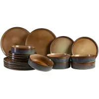 Cosy & Trendy Geschirrset Quintana Amber 18-teilig / 6 Personen - 6 Speiseteller, 6 Suppenteller und 6 Frühstücksteller