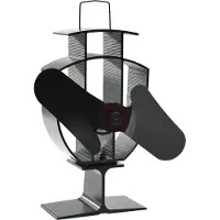 vidaXL Ofenventilator Wärmebetrieben 2 Blätter Schwarz