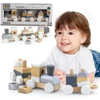 Vigatoys Viga Toys - Holzschlange mit Viga-Spielzeug + Nachziehwagen Klocki