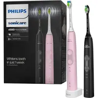 Philips Sonicare 4500 series HX6830/35, Erwachsener, Schallzahnbürste, Tägliche Pflege, Whitening, 62000 Bewegungen pro Minute, Grau, Pink, 2 min