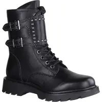 Tamaris 25238-001 Boots, Combat, Damen, Leder, Schwarz, Bikerstiefelette - Damenschuhe Modische Stiefelette / Boots, Schwarz, leder/synthetik, absatzh&oumlhe: 25 mm