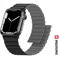 Swissten Silicone Band for Apple Watch - Magnetic 38/40/41 mm Black/Grey