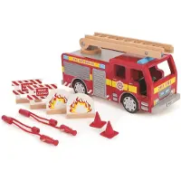 Tidlo Feuerwehrwagen Holzspielzeug mit Zubehör rot 37 cm