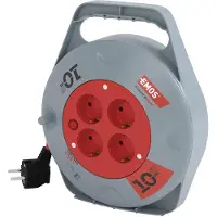 Emos Mini-Kabeltrommel 10m, 4-fach Kabelbox, Kabelrolle, Leitungsroller für den Innenbereich, 4 Schuko Steckdosen, 2300W, Thermoschalter, P19510