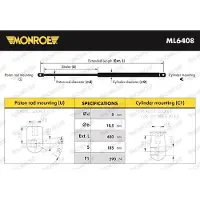 Monroe ML6408 Gasfeder Heckklappendämpfer für AUDI Q3 (8UB, 8UG) 480mm