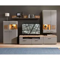 Innostyle Wohnwand 1 Fun Plus II basalt Eiche Altholz Glas