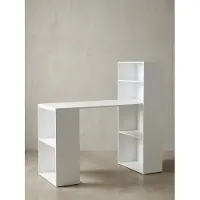 KADIMA DESIGN Schreibtisch WL5.692 mit Regal 120 x 120 x 53 cm Weiß Matt Holz Modern, Schreibtischregal Ablagefächer PC Tisch, Computertisch mit Ablage, Weißer Design Tisch Büro mit Aufbewahrung