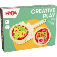 Haba Pizza-Spielset für Kinder ab 3 Jahren, Pizzaboden, Salamischeiben, Pizzaschieber, Rollenspiel, 2012081001