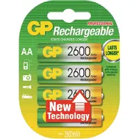 GP Battery NiMH rechargeable batteries AA Nickel Metall-Hydrid 2600mAh 1.2V Wiederaufladbare Batterie, 120270AAHCBC4