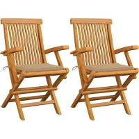 vidaXL Möbel Gartenstühle mit Beige Kissen 2 Stk. Massivholz Teak - Gartenstühle 3062490