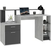 Preisbrecher Schreibtisch >BOLTON< in Beton LA - Anthrazit - 138,5x91,6x53,5cm (BxHxT)