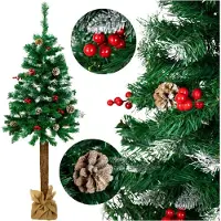 Zolta Weihnachtsbaum auf einem Stamm, künstliche Kiefer wie ein echter Baum, 200 cm + Weihnachtsdekoration