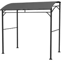 JTI Grillpavillon 215 x 150 x 220 cm Wasserabweisend Gartenpavillon mit Gebogendach, Gartenlauben mit Haken, BBQ Pavillon, Gartenzelt Grillzelt Partyzelt für Garten Party Picknick BBQ, Dunkelgrau Aosom