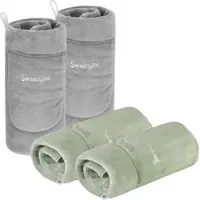 SWEETYPET 4er-Set Mikrofaser-Hundehandtücher mit Taschen, saugfähig, 90 x 50 cm