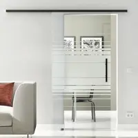 Levidor Glasschiebetür Komplettset 90 x 217,5 cm Hamburg Schwarz mit Stangengriff