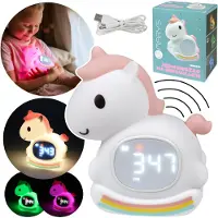 Sarcia.eu Mary's Silikon-LED-Nachtlicht mit Wecker, Schaukel-Einhorn, weiches RGB-Licht fürs Kinderzimmer, USB-aufladbar