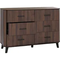 Mendler Kommode MCW-P42, Sideboard Schrank Anrichte, 6 Schubladen 86x120x40cm Walnuss-Optik