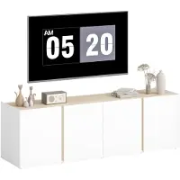 HOMCOM TV Schrank Hochglanz TV Board mit 4 Soft-Close-Türen für 65Zoll Fernseher