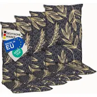 NYVI Gartenstuhl Auflagen Hochlehner 4er Set Barcelona - UV-Beständig, Atmungsaktiv, Strapazierfähig - Hochlehnerauflagen Sitzkissen Outdoor - Sitzauflagen für Gartenstühle 118x50cm Goldene Blätter