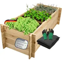 DELUKE Hochbeet für Garten Holz SMARTA - 3 Fächer | Pflanzkasten aus Tannenholz Gartenbeet Pflanzenbeet für Gemüse Blumenbeet, 140x60x40cm