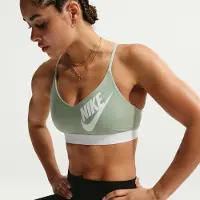 Nike Sport-BH "W NK INDY LS LOGO BRA" mit hohem Elasthananteil, aus Polyester und Elasthan